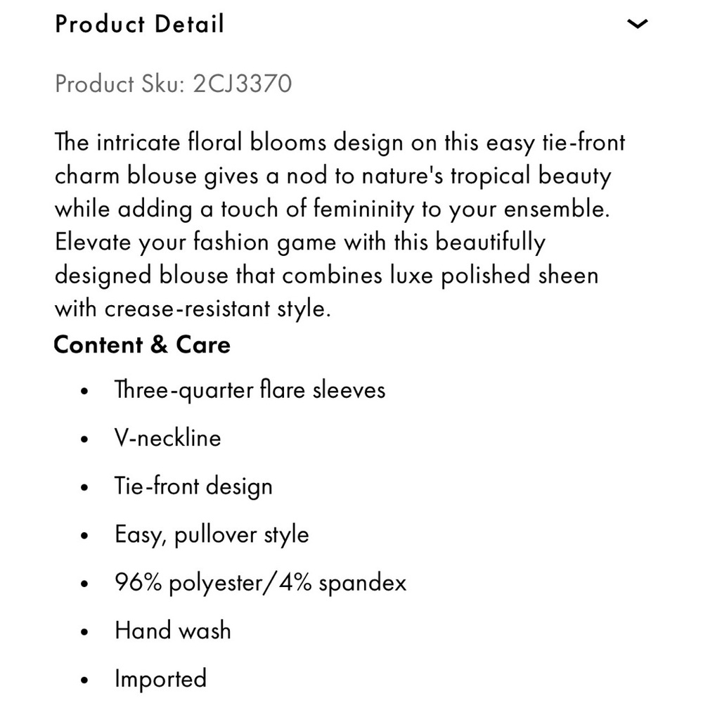 Boston Proper Mirrored Blooms Kate Tie Front Charmeuse Blouse Small Floral - Picture 6 of 10